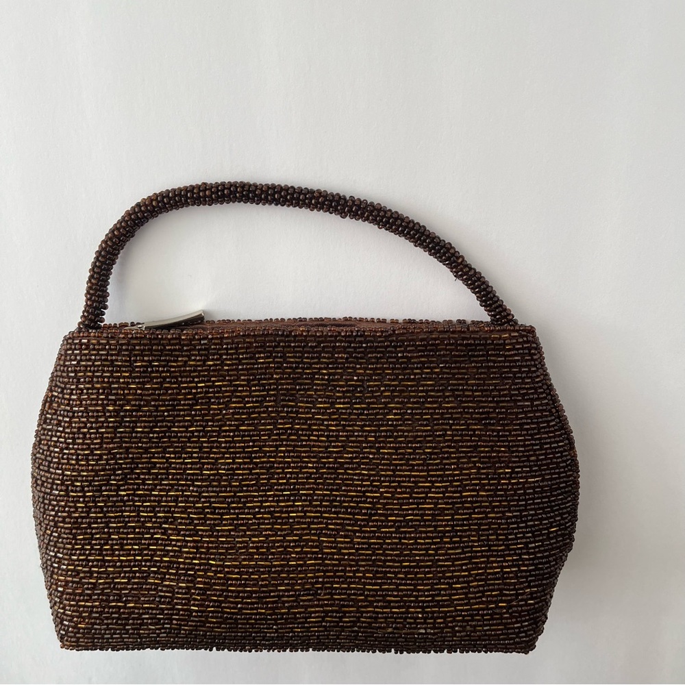 Elegant Brown Beaded Handbag Vintage Bijoux Terner